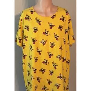 Pac Man All Over Print Short Sleeve T Shirt Men's Size XL Extra Large Yellow